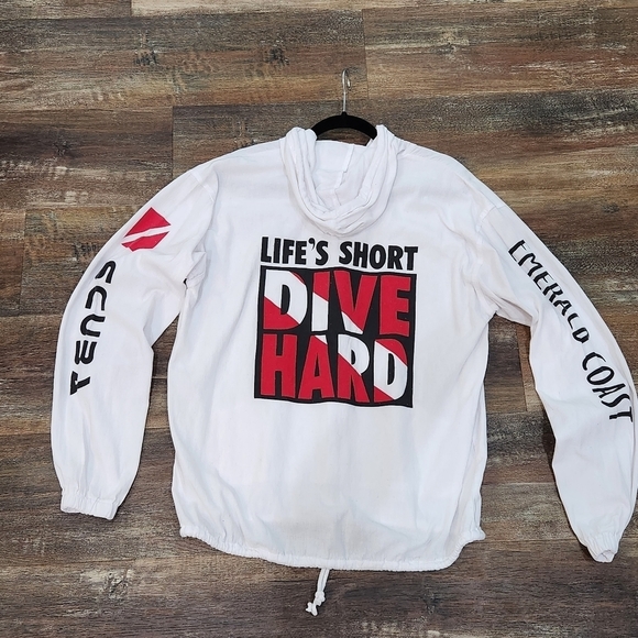 Vintage Authentic Cotton Seed Products Emerald Coast Scuba Destin FL Jacket SZ M - Picture 2 of 8